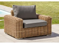 Conjunto de lounge de jardim de 6 lugares em resina de vime