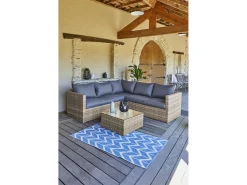 Conjunto de lounge de jardim de 5 lugares em resina entrançada cor mel