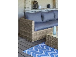 Conjunto de lounge de jardim de 5 lugares em resina entrançada cor mel