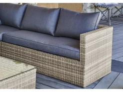 Conjunto de lounge de jardim de 5 lugares em resina entrançada cor mel