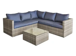 Conjunto de lounge de jardim de 5 lugares em resina entrançada cor mel
