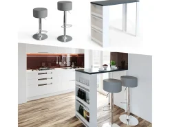 Conjunto de mesa de bar branco/cinza 57x117x106