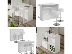 Conjunto de mesa de bar branco 116x37x90.5 dominic