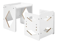Conjunto de Mesa e Cadeira de Desmame Montessori SucceBuy, Mesa e Cadeira de Atividades para Crianças, Branco