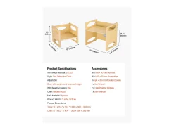 Conjunto de Mesa e Cadeira de Desmame Montessori SucceBuy, Mesa e Cadeira de Atividades para Crianças, Madeira