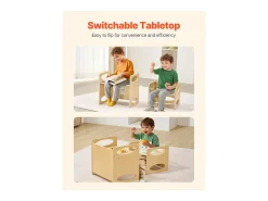 Conjunto de Mesa e Cadeira de Desmame Montessori SucceBuy, Mesa e Cadeira de Atividades para Crianças, Madeira