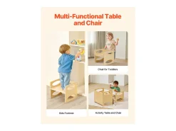 Conjunto de Mesa e Cadeira de Desmame Montessori SucceBuy, Mesa e Cadeira de Atividades para Crianças, Madeira
