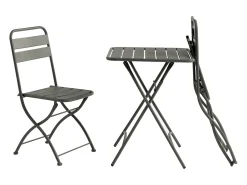 Conjunto de mesa e cadeiras de jardim dobrável em metal: 1 mesa L.60 cm + 2 cadeiras - Cinza antracite - MIRMANDE