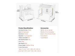 Conjunto de Mesa e Cadeiras de Desmame SucceBuy, Secretária Montessori para Crianças com Quadro, Branco