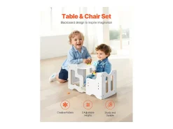 Conjunto de Mesa e Cadeiras de Desmame SucceBuy, Secretária Montessori para Crianças com Quadro, Branco
