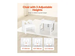 Conjunto de Mesa e Cadeiras de Desmame SucceBuy, Secretária Montessori para Crianças com Quadro, Branco