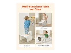 Conjunto de Mesa e Cadeiras de Desmame SucceBuy, Secretária Montessori para Crianças com Quadro, Branco
