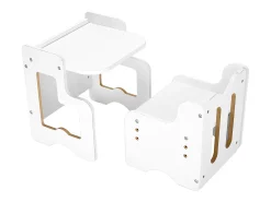 Conjunto de Mesa e Cadeiras de Desmame SucceBuy, Secretária Montessori para Crianças com Quadro, Branco