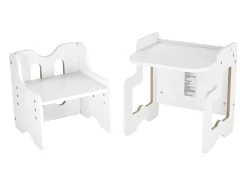 Conjunto de Mesa e Cadeiras de Desmame SucceBuy, Secretária Montessori para Crianças com Quadro, Branco
