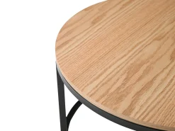 Conjunto de mesas de centro empilháveis ​​em MDF e vidro temperado - Transparentes e naturais - REMINA