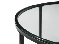 Conjunto de mesas de centro empilháveis ​​em MDF e vidro temperado - Transparentes e naturais - REMINA