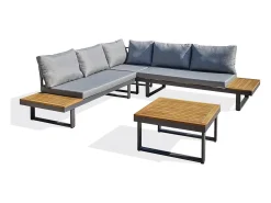 Conjunto de mobiliário de jardim de 5 lugares em madeira de acácia e alumínio
