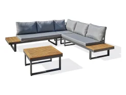 Conjunto de mobiliário de jardim de 5 lugares em madeira de acácia e alumínio