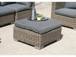 Conjunto de mobiliário de jardim de 6 lugares em resina de vime cor de mel
