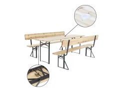 Conjunto de mobiliário de jardim "Lisbon" em madeira com encosto - 220 cm - Castanho