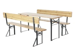 Conjunto de mobiliário de jardim "Lisbon" em madeira com encosto - 180 cm - Castanho