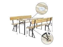 Conjunto de mobiliário de jardim "Lisbon" em madeira com encosto - 180 cm - Castanho