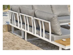 Conjunto de mobiliário de jardim de 5 lugares em madeira de acácia e alumínio