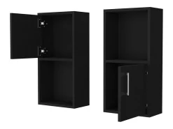 Conjunto de móveis auxiliares de casa de banho em melamina com 4 prateleiras e 2 portas, preto, 60.1 cm X 30 cm X 16 cm
