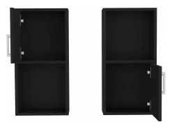 Conjunto de móveis auxiliares de casa de banho em melamina com 4 prateleiras e 2 portas, preto, 60.1 cm X 30 cm X 16 cm