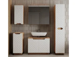 Conjunto de móveis de banheiro carvalho/branco com estrutura em azulejo 79.6x32x62.5 lotta
