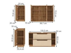 Conjunto de móveis de banheiro carvalho/caxemira às riscas 119.2x35x62.5 lotta