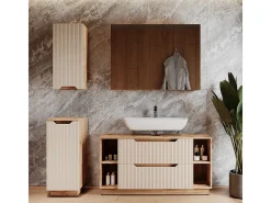 Conjunto de móveis de banheiro carvalho/caxemira às riscas 119.2x35x62.5 lotta