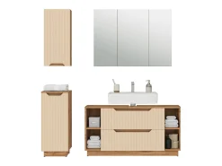Conjunto de móveis de banheiro carvalho/caxemira às riscas 119.2x35x62.5 lotta