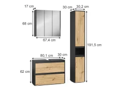 Conjunto de móveis de banheiro antracite/artesanal 80.1x30.1x62 majest