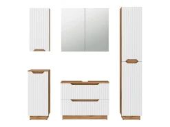 Conjunto de móveis de banheiro carvalho/branco às riscas 79.6x32x62.1 lotta