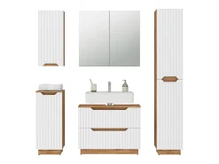 Conjunto de móveis de banheiro carvalho/branco às riscas 79.6x32x62.1 lotta