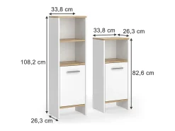 Conjunto de móveis de banheiro carvalho branco/dourado 33.8x26.3x108.2 karli