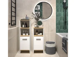 Conjunto de móveis de banheiro carvalho branco/dourado 33.8x26.3x108.2 karli