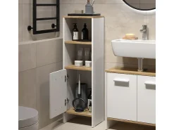 Conjunto de móveis de banheiro carvalho branco/dourado 33.8x26.3x108.2 karli