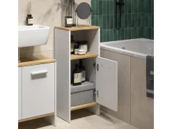 Conjunto de móveis de banheiro carvalho branco/dourado 33.8x26.3x108.2 karli