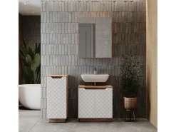 Conjunto de móveis de banheiro carvalho/branco com estrutura em azulejo 59.8x32x62.1 lotta