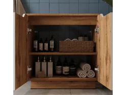 Conjunto de móveis de banheiro carvalho/branco com estrutura em azulejo 59.8x32x62.1 lotta