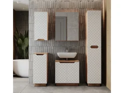 Conjunto de móveis de banheiro carvalho/branco com estrutura em azulejo 59.8x32x62.1 lotta
