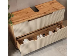 Conjunto de móveis de banheiro carvalho/caxemira às riscas 119.2x35x62.5 lotta
