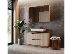 Conjunto de móveis de banheiro carvalho/caxemira às riscas 119.2x35x62.5 lotta