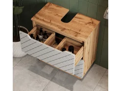 Conjunto de móveis de banheiro carvalho/cinzento com estrutura em azulejo 59.8x32x62.5 lotta