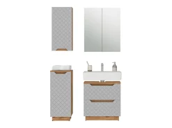 Conjunto de móveis de banheiro carvalho/cinzento com estrutura em azulejo 59.8x32x62.5 lotta