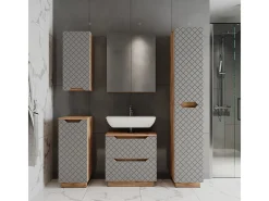 Conjunto de móveis de banheiro carvalho/cinzento com estrutura em azulejo 59.8x32x62.5 lotta