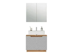 Conjunto de móveis de banheiro carvalho/cinzento com estrutura em azulejo 79.6x32x62.1 lotta