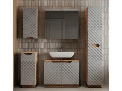 Conjunto de móveis de banheiro carvalho/cinzento com estrutura em azulejo 79.6x32x62.1 lotta
